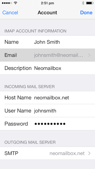 iPhone Mail SSL IMAP and SMTP setup - Step 15
