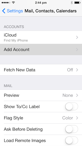 iPhone Mail SSL IMAP and SMTP setup - Step 2