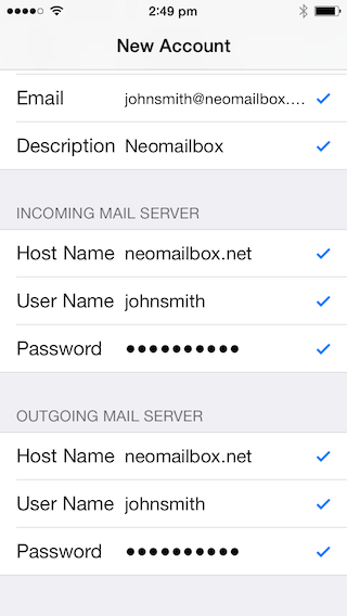 iPhone Mail SSL IMAP and SMTP setup - Step 11