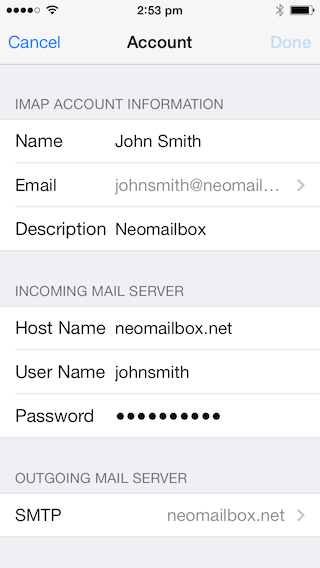 iPhone Mail SSL IMAP and SMTP setup - Step 20